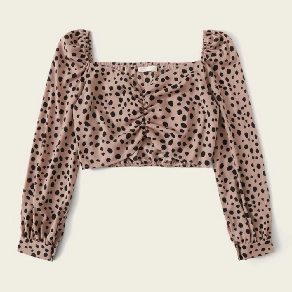 Cheetah Ruched Front Milkmaid Top